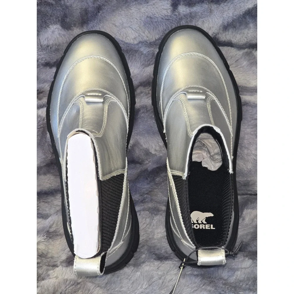 NWB Sorel Caribou X Boot Chelsea WP Waterproof Silver Black Women's‎ Size 10.5